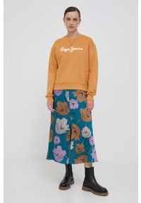 Pepe Jeans bluza damska kolor pomarańczowy z aplikacją. Kolor: pomarańczowy. Wzór: aplikacja. Styl: klasyczny #2