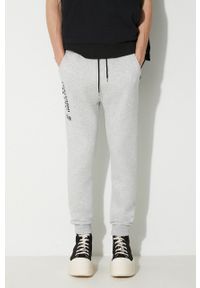 Alpha Industries spodnie dresowe kolor szary z nadrukiem. Kolor: szary. Materiał: dresówka. Wzór: nadruk #4