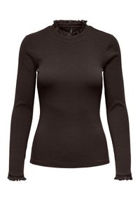 only - ONLY Bluzka Leslie 15277888 Brązowy Regular Fit. Kolor: brązowy. Materiał: bawełna