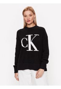 Calvin Klein Jeans Sweter J20J221347 Czarny Regular Fit. Kolor: czarny. Materiał: bawełna