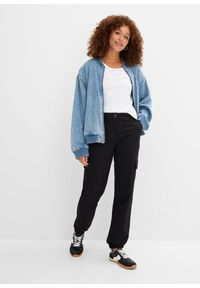 bonprix - Spodnie bojówki z bawełny ze stretchem. Kolor: czarny. Materiał: bawełna #3