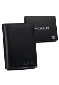 4U CAVALDI - Portfel skórzany Cavaldi 0001-P-BS czarny. Kolor: czarny. Materiał: skóra