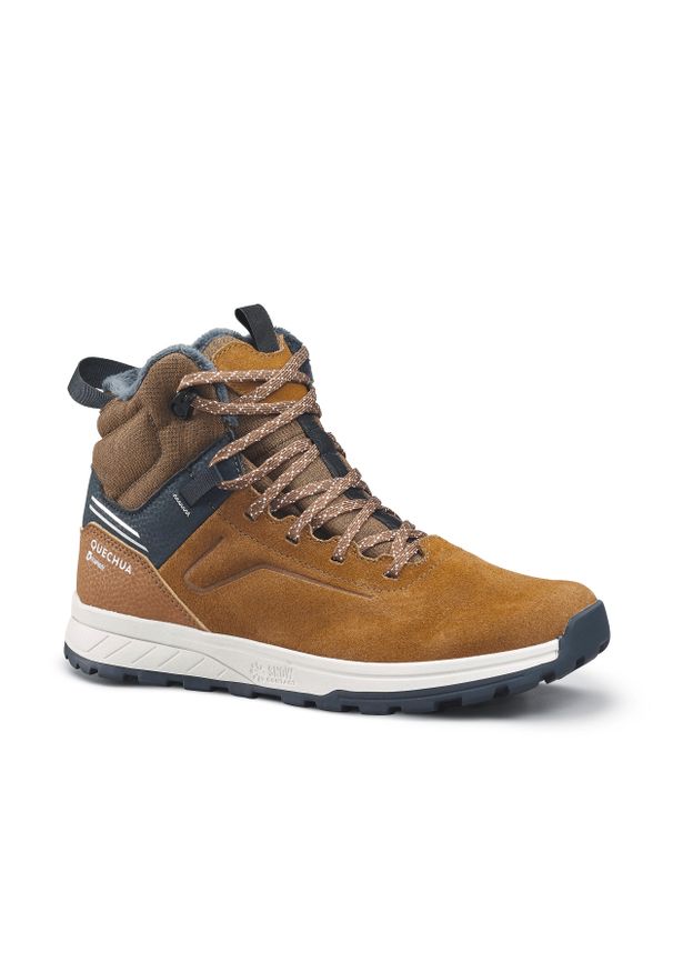 quechua - Buty turystyczne dla dzieci skórzane Quechua SH100 Warm wodoodporne. Kolor: pomarańczowy, wielokolorowy, szary, beżowy. Materiał: skóra. Szerokość cholewki: normalna. Sezon: zima
