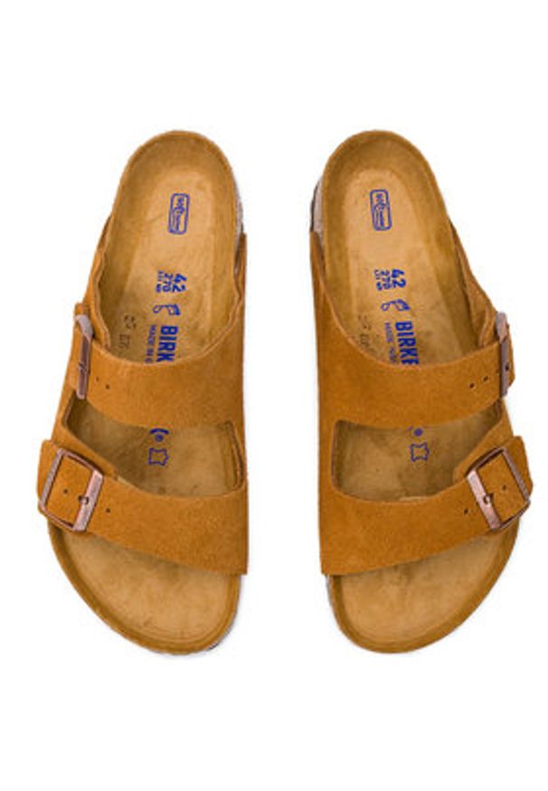 Birkenstock Klapki Arizona Bs 1009526 Brązowy. Kolor: brązowy. Materiał: skóra, zamsz
