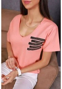 IVET - T-shirt damski PRESY ORANGE. Kolor: pomarańczowy. Materiał: bawełna. Wzór: nadruk #1