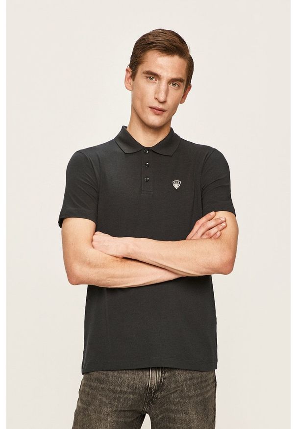 EA7 Emporio Armani - Polo. Okazja: na co dzień. Typ kołnierza: polo. Kolor: niebieski. Materiał: dzianina. Długość: krótkie. Wzór: gładki. Styl: casual