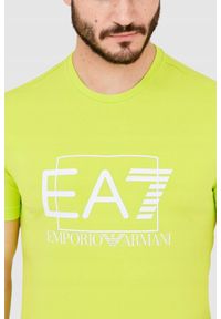 EA7 Emporio Armani - EA7 Zielony męski t-shirt z dużym białym logo. Kolor: zielony #6
