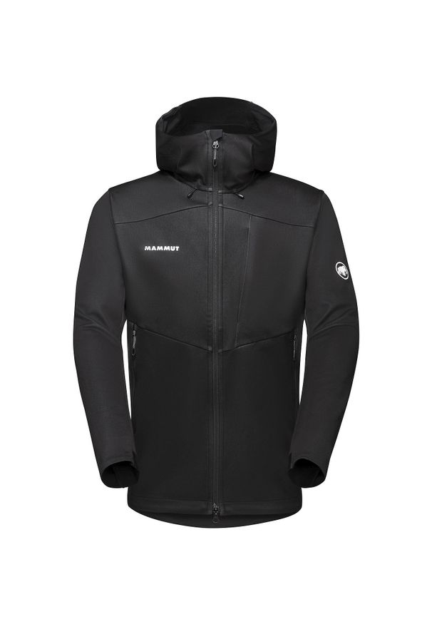 Kurtka softshell męska Mammut Ultimate VII SO Hooded Jacket. Kolor: wielokolorowy, czarny, szary. Materiał: softshell