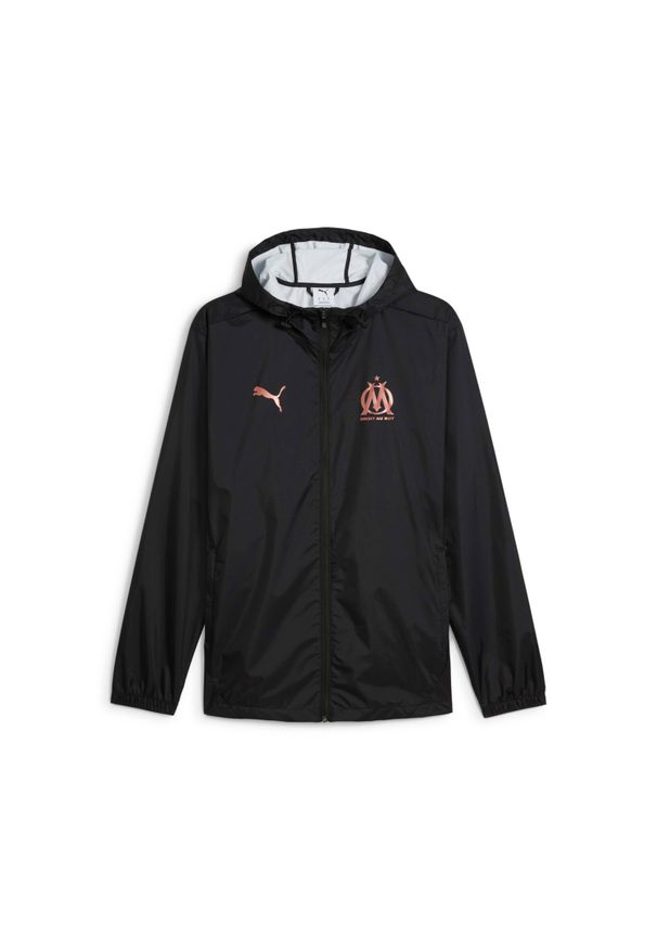 Puma - Kurtka z dresu OM 2024/25. Typ kołnierza: kaptur. Kolor: czarny. Materiał: dresówka. Sport: piłka nożna