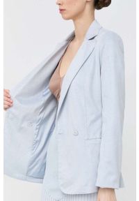 Guess marynarka kolor niebieski dwurzędowa gładka. Okazja: na co dzień. Kolor: niebieski. Wzór: gładki. Styl: casual, klasyczny #2