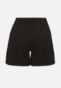 Born2be - Czarne Dresowe Szorty o Prostym Kroju z Wiązaniem i Kieszeniami Foladea. Okazja: na co dzień, na spacer. Kolor: czarny. Materiał: dresówka. Styl: klasyczny, casual #4