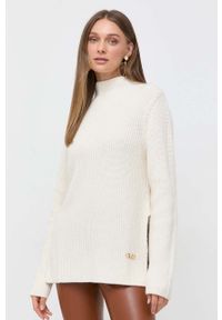 MICHAEL Michael Kors sweter wełniany damski kolor beżowy ciepły z półgolfem. Kolor: beżowy. Materiał: wełna. Długość rękawa: długi rękaw. Długość: długie