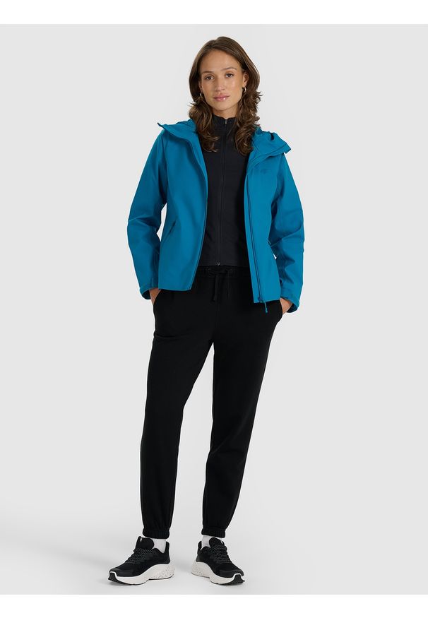 4f - 4F Kurtka przejściowa membrana 5000 damska - turkusowa XL. Okazja: na co dzień. Typ kołnierza: kaptur. Kolor: turkusowy. Materiał: tkanina, dzianina, syntetyk, materiał. Styl: casual, klasyczny, sportowy