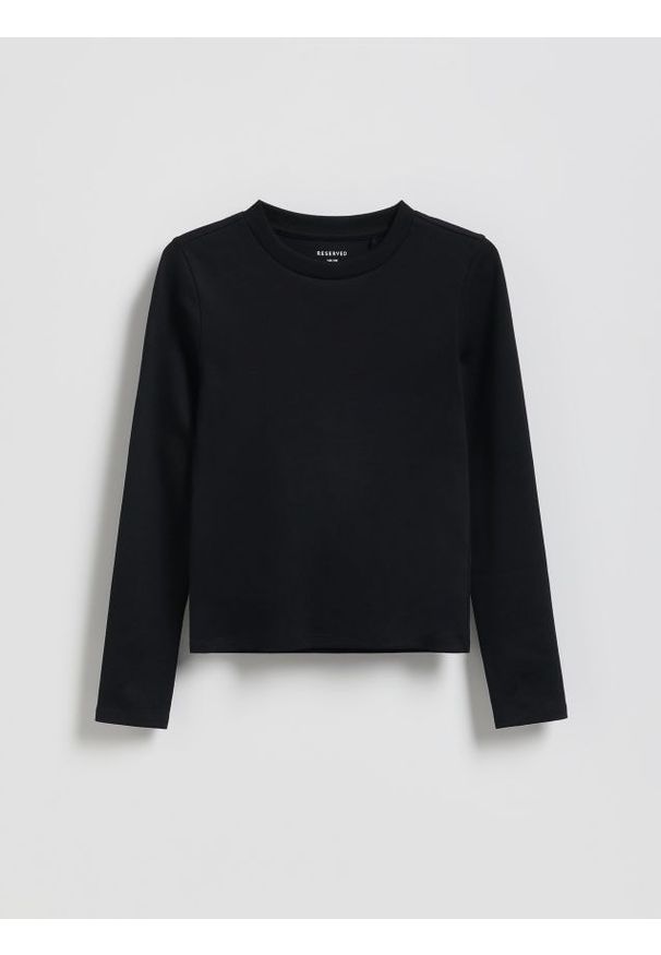 Reserved - Gładka koszulka - czarny. Kolor: czarny. Materiał: bawełna. Wzór: gładki