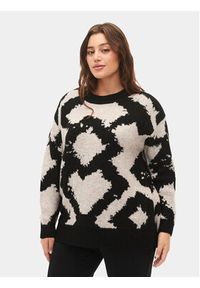 Zizzi Sweter M61219A Czarny Regular Fit. Kolor: czarny. Materiał: syntetyk #5