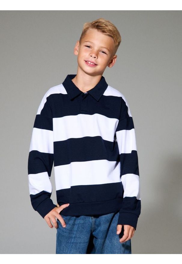 Sinsay - Bluza crewneck z kołnierzykiem - wielobarwny