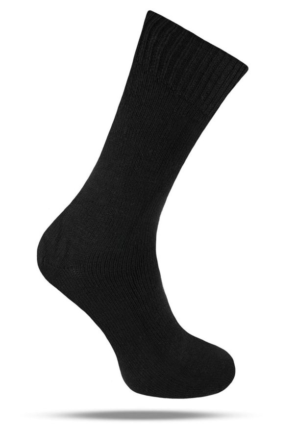 His Story - Ciepłe Wełniane Skarpetki Zimowe - Czarne, Jednokolorowe. Kolor: czarny. Materiał: wełna, elastan, poliamid