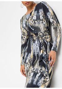 Sukienka z dżerseju bonprix czarno-limonka - srebrny we wzór skóry węża. Kolor: czarny. Materiał: skóra, jersey #3
