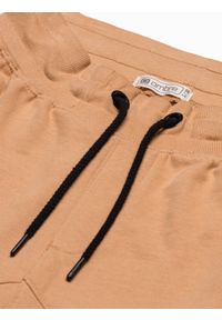 Ombre Clothing - Spodnie męskie dresowe joggery - camel V6 P948 - XXL. Kolor: brązowy. Materiał: dresówka #4