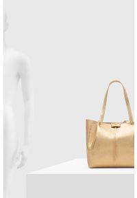 Patrizia Pepe torebka skórzana kolor złoty. Kolor: złoty. Materiał: skórzane. Rodzaj torebki: na ramię #5
