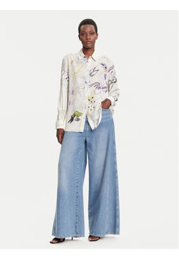 Desigual Koszula Newsarty 25WWCW14 Biały Loose Fit. Kolor: biały. Materiał: wiskoza