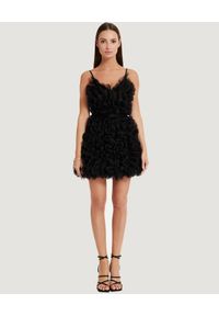 LANA NGUYEN - Czarna tiulowa sukienka Mini Waves. Kolor: czarny. Materiał: tiul. Długość rękawa: na ramiączkach. Styl: wizytowy. Długość: mini #5