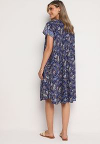 Born2be - Granatowa Wiskozowa Sukienka Rozkloszowana we Wzór Paisley Mastis. Kolor: niebieski. Materiał: wiskoza. Wzór: paisley #5