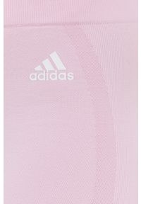 Adidas - adidas Legginsy damskie kolor różowy gładkie. Kolor: różowy. Materiał: dzianina. Wzór: gładki #4