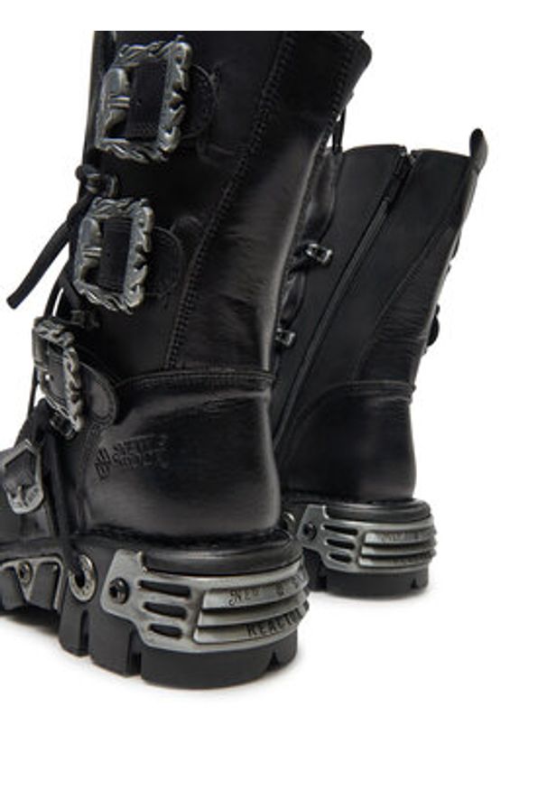 NEW ROCK Glany M-391-S1 Czarny. Kolor: czarny. Materiał: skóra. Styl: rockowy