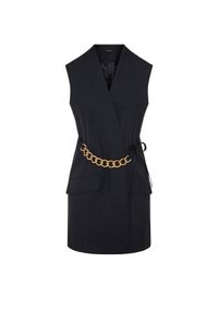 Givenchy - GIVENCHY - Czarna kamizelka ze złotym łańcuchem. Kolor: czarny. Materiał: wełna. Długość: długie. Styl: glamour #1