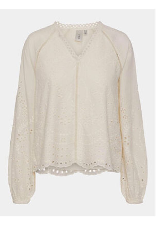 YAS Bluzka Luma 26032810 Écru Regular Fit. Materiał: bawełna