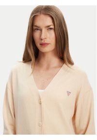 Guess Jeans Sweter 168521 Beżowy Classic Fit. Kolor: beżowy. Materiał: syntetyk