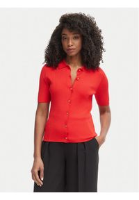 TOMMY HILFIGER - Tommy Hilfiger Kardigan WW0WW48482 Czerwony Slim Fit. Kolor: czerwony. Materiał: wiskoza #1