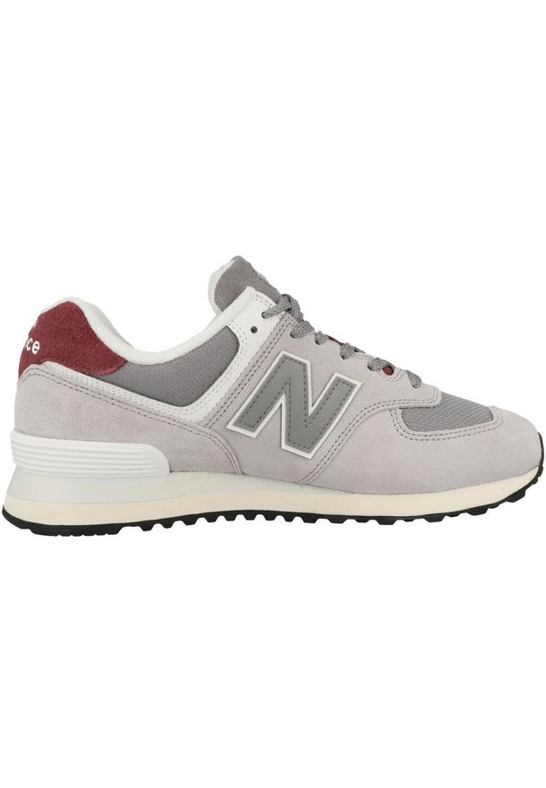 Buty do chodzenia męskie New Balance U574KGN. Zapięcie: sznurówki. Kolor: szary. Materiał: syntetyk, materiał, skóra, tkanina. Szerokość cholewki: normalna. Model: New Balance 574. Sport: turystyka piesza