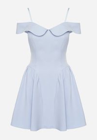 Born2be - Jasnoniebieska Rozkloszowana Sukienka na Ramiączkach z Usztywnianymi Miseczkami Mivinae. Kolor: niebieski. Materiał: tkanina. Długość rękawa: na ramiączkach. Sezon: lato #6