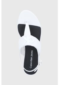 Calvin Klein Jeans sandały skórzane YW0YW00544.YAF damskie kolor biały. Zapięcie: klamry. Kolor: biały. Materiał: skóra. Wzór: gładki. Obcas: na obcasie. Wysokość obcasa: niski #2