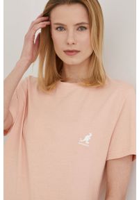 Kangol t-shirt bawełniany kolor różowy KLEU006.D-115. Kolor: różowy. Materiał: bawełna #2