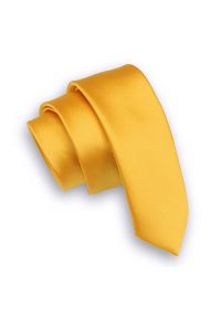 Alties - Żółty Gładki Krawat (Śledź) Męski -ALTIES- 5 cm, Wąski, Złoty. Kolor: złoty, wielokolorowy, żółty. Materiał: tkanina. Wzór: gładki. Styl: elegancki, wizytowy