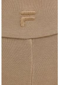 Fila szorty Collias damskie kolor zielony gładkie high waist. Stan: podwyższony. Kolor: zielony. Materiał: bawełna, skóra, dzianina. Wzór: gładki #2