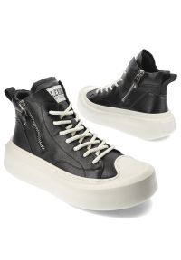 Czarne Sneakersy John Doubare Skórzane Obuwie Męskie. Okazja: na co dzień. Zapięcie: sznurówki. Kolor: czarny. Materiał: skóra. Szerokość cholewki: normalna #4