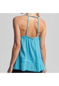 Superdry - Bluzka sportowa damska SuperDry Vintage Beach Cami Top. Kolor: niebieski. Materiał: wiskoza