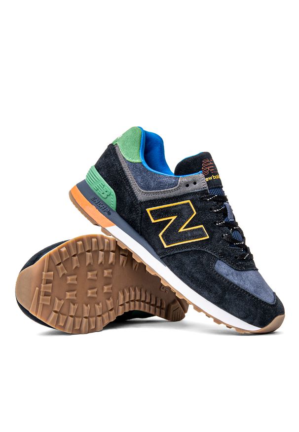 Sneakersy męskie granatowe New Balance ML574GF2. Okazja: na co dzień, na spacer, do pracy. Kolor: niebieski. Model: New Balance 574. Sport: turystyka piesza