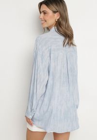 Born2be - Niebieska Koszula z Lnu i Wiskozy we Wzór Tie-Dye Rediana. Okazja: na co dzień. Typ kołnierza: kołnierzyk klasyczny. Kolor: niebieski. Materiał: wiskoza, len. Długość rękawa: długi rękaw. Długość: długie. Styl: klasyczny, casual, elegancki #5