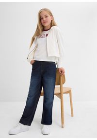 bonprix - Dżinsy ocieplane, wide leg, z dżersejową podszewką, mid waist. Kolor: niebieski #2