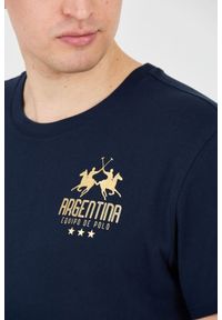 La Martina - LA MARTINA Granatowy męski t-shirt Jersey, Rozmiar 3XL. Kolor: niebieski. Materiał: jersey #4