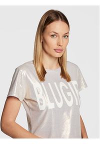 Blugirl Blumarine T-Shirt RF2213-J6559 Srebrny Regular Fit. Kolor: srebrny. Materiał: bawełna