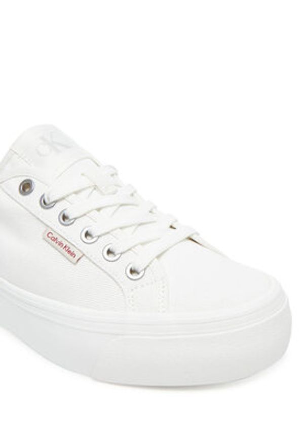 Calvin Klein Jeans Tenisówki Vulc Flatform Ctn Logo Tag YW0YW01838 Biały. Kolor: biały. Materiał: materiał