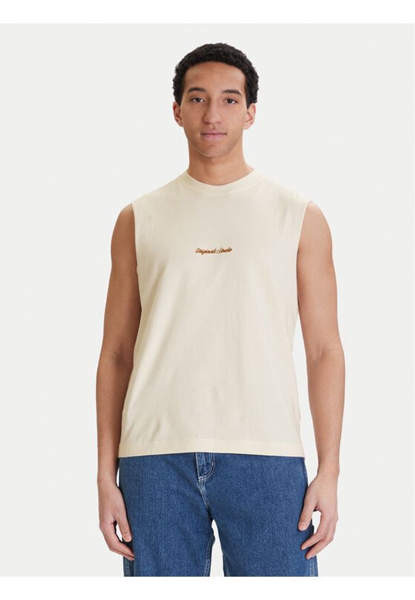 Jack & Jones Tank top Norrebro Emb 12292009 Écru Regular Fit. Kolor: kremowy. Materiał: bawełna
