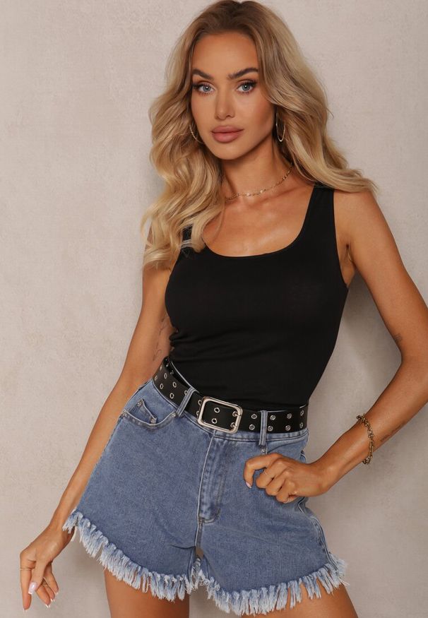 Renee - Czarny Top Bawełniany Ianmaer. Kolor: czarny. Materiał: bawełna. Długość rękawa: na ramiączkach. Sezon: jesień, lato, wiosna