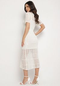 Born2be - Jasnobeżowa Ażurowa Sukienka z Wiskozą Zoriena. Okazja: na co dzień. Kolor: beżowy. Materiał: wiskoza. Długość rękawa: na ramiączkach. Wzór: ażurowy. Typ sukienki: proste. Styl: casual, elegancki, boho #4